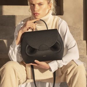 Polene Numero Un full size black grained calf leather hand bag NIB